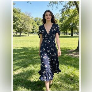Chelsea28 Floral Navy Wrap Dress
